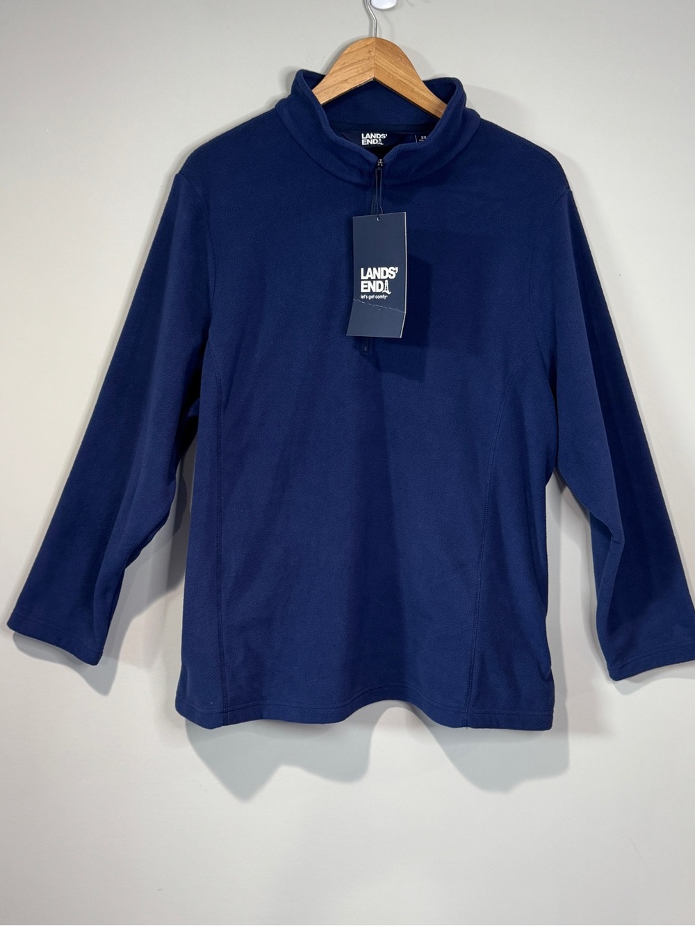 Lands' End Women’s Cobalt Blue Fleece 1/4 Zip Pullover Cozy Outdoor Layering 2X